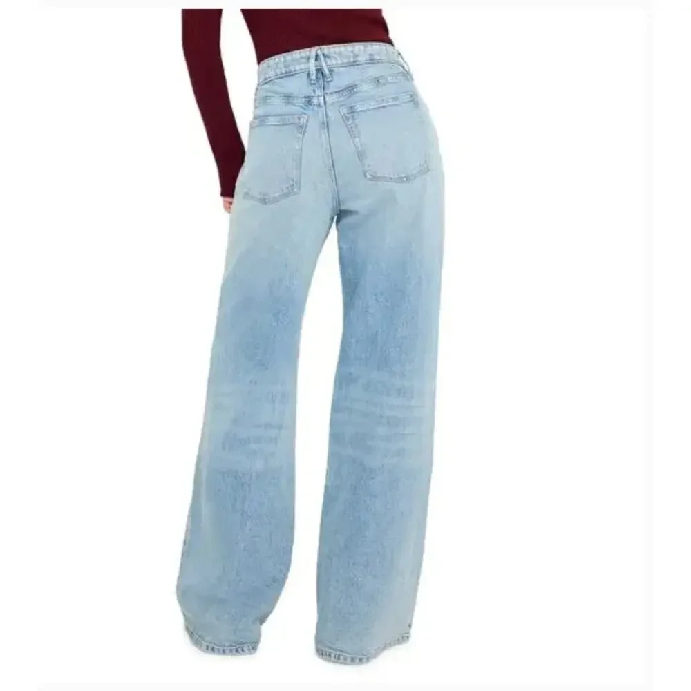 Good American Good Ease Relaxed Jean Crossover Waistband Size 10 - Picture 3 of 9